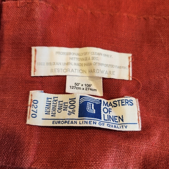 Restoration Hardware Linen Curtains Deep Red SET 50 x 108 - Picture 5 of 5